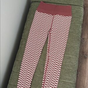 Spiritual Gangster Burgundy and White Patterned Leggings Yoga Pants